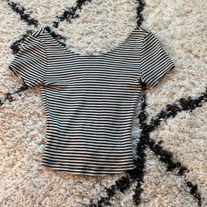 black and white striped crop top